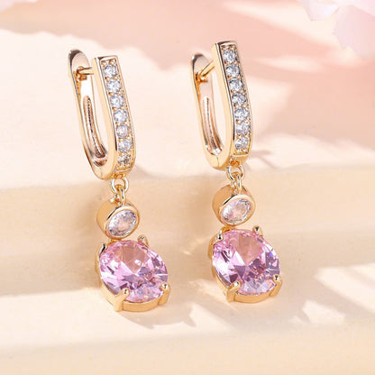 Elegant Women's Minimalist White Zircon Diamond Stud Earrings