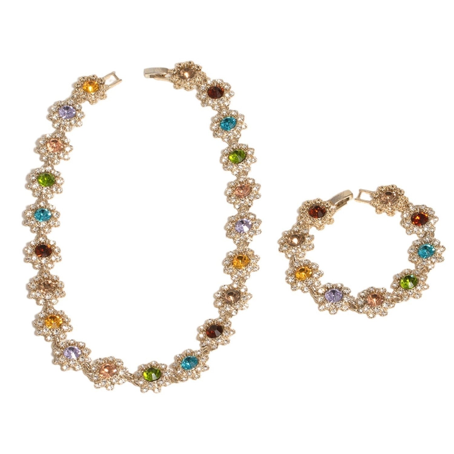 Chic Women's Colorful Crystal Rhinestone Jewelry Set