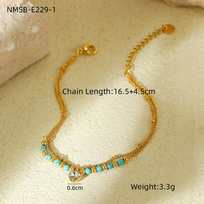 Durable Niche Ins Stainless Steel Natural Stone/Pearl Bangle