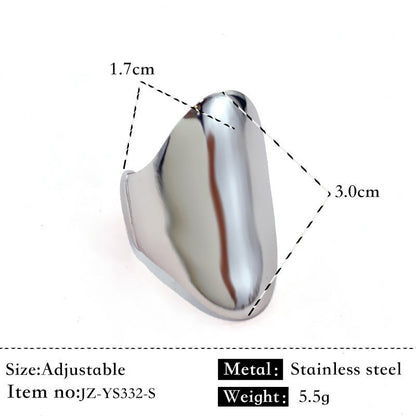 Simple Glossy Stainless Steel 18K Gold Plated Ring