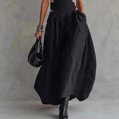 Black Sleeveless Midriff-baring Elegant Slimming Long Dress