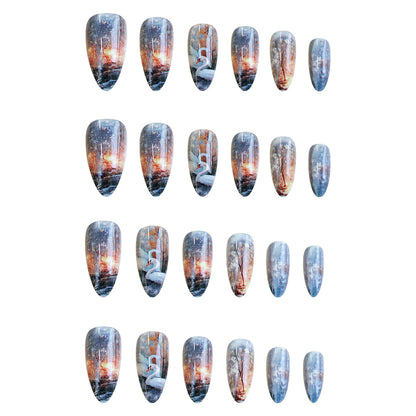 Swan Lake Dance Almond Press-On Fake Nails