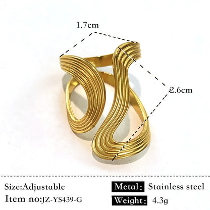Simple Glossy Stainless Steel 18K Gold Plated Ring