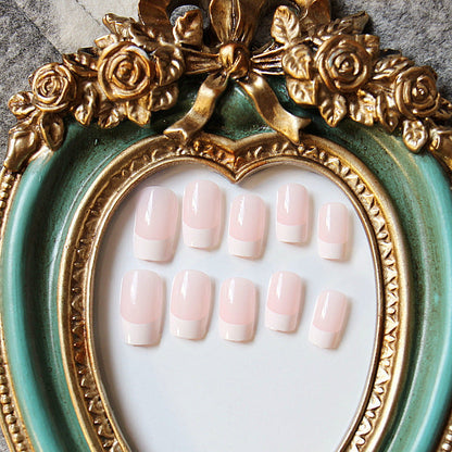 Full Set Long French Tip Press-On Nails