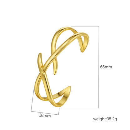 Chic Women's Open-End Stainless Steel C-Shaped Cuff Bracelet