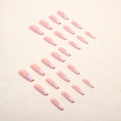 Cute Heart and Stripe Pattern Fake Nails