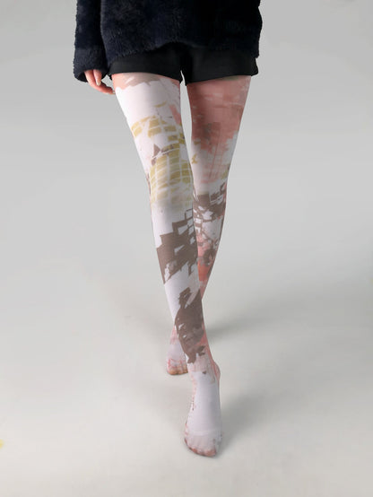 Women's Japanese Color Rose Printed Pantyhose