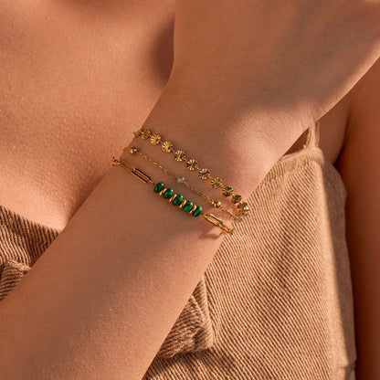 Durable Niche Ins Stainless Steel Natural Stone/Pearl Bangle