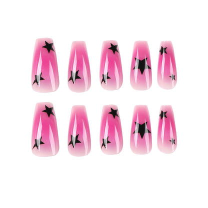 Wearable Black & Ice Purple Press-On Fake Nails