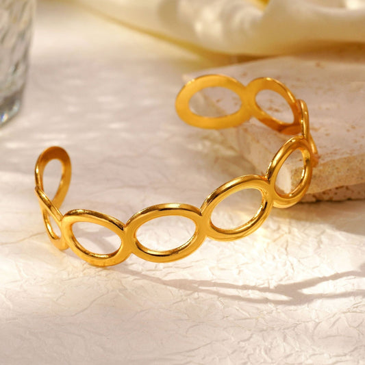 Chic Women's Open-End Stainless Steel C-Shaped Cuff Bracelet