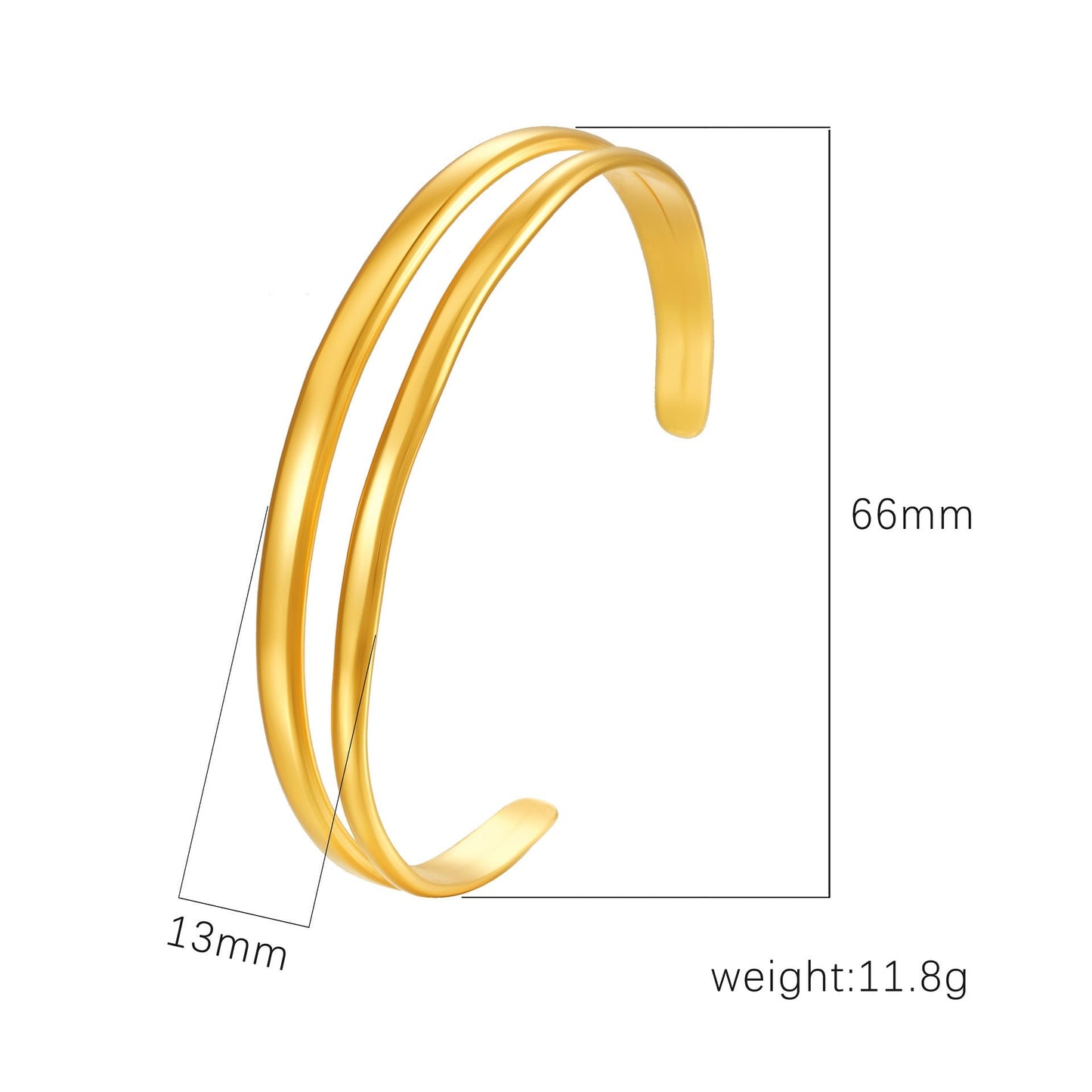 Chic Women's Open-End Stainless Steel C-Shaped Cuff Bracelet