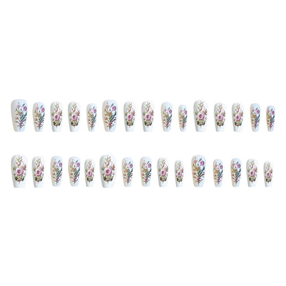 Luxury Temperament Pastel Flower Fake Nails