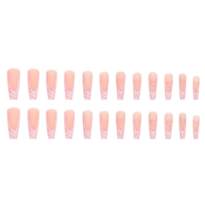 Cute Heart and Stripe Pattern Fake Nails