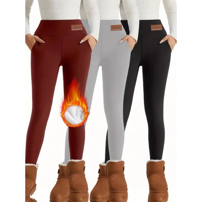 Women's High Waist Warm Fleece Lined Leggings