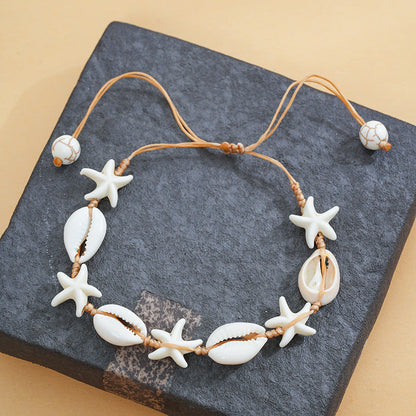 Hand-Woven Starfish & Shell Charm Bracelet