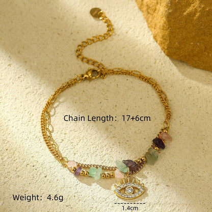 Durable Niche Ins Stainless Steel Natural Stone/Pearl Bangle