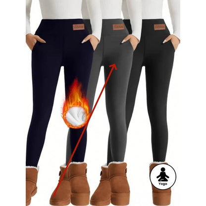 Women's High Waist Warm Fleece Lined Leggings