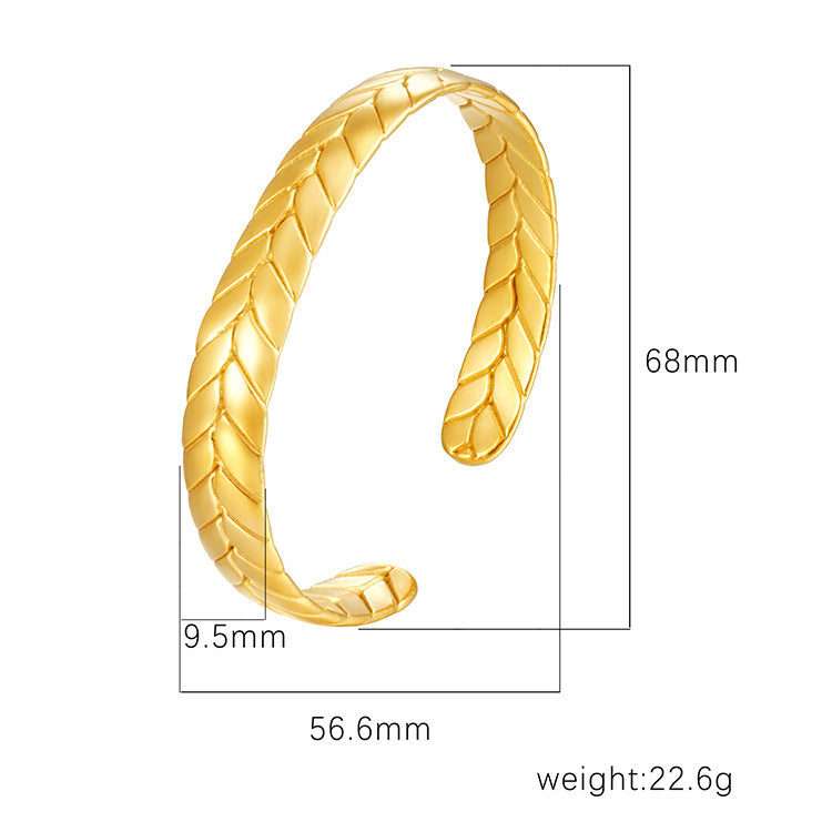 Chic Women's Open-End Stainless Steel C-Shaped Cuff Bracelet