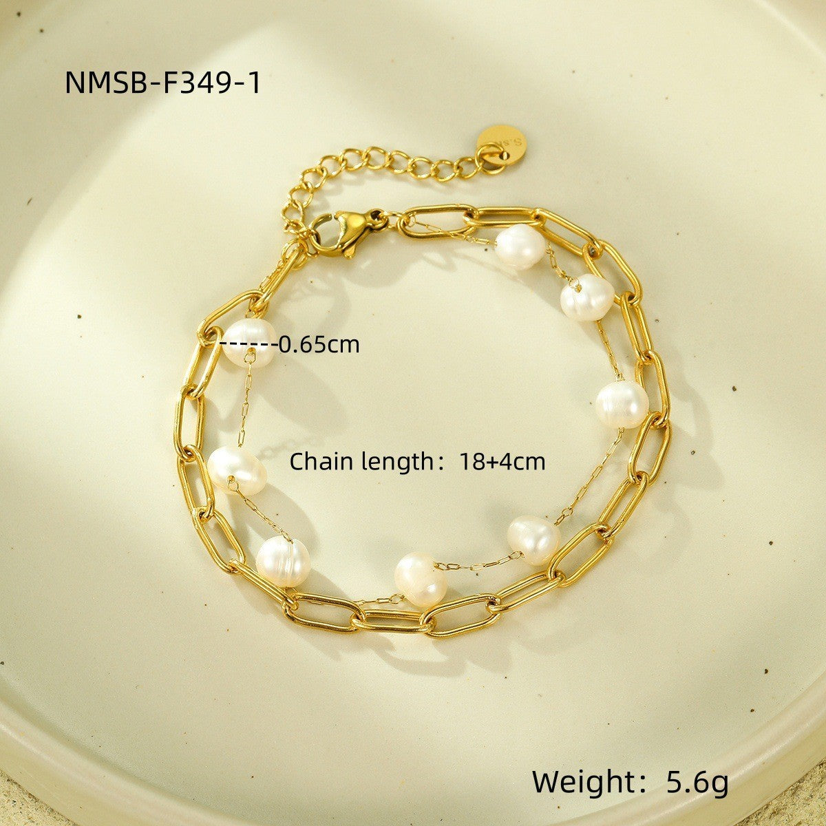 Durable Niche Ins Stainless Steel Natural Stone/Pearl Bangle