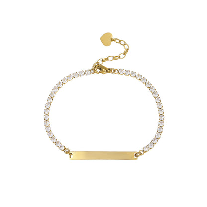 Diamond-Embedded Lettering Charm Bracelet