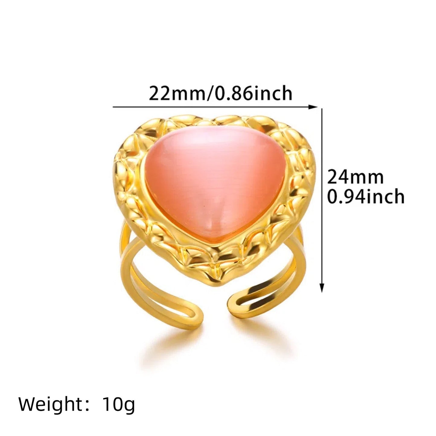 Chic Vintage Stainless Steel Heart Dangle Charm Ring