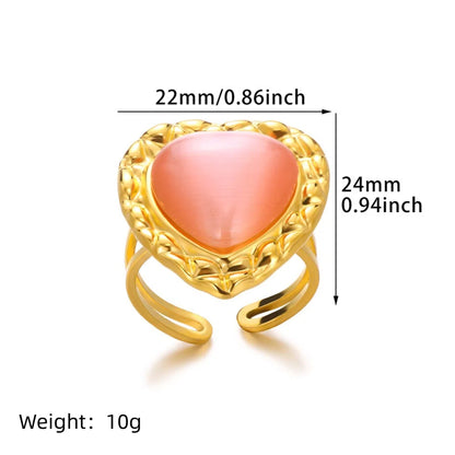 Chic Vintage Stainless Steel Heart Dangle Charm Ring