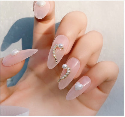 Rhinestone & Alloy Heart Nail Decoration Set