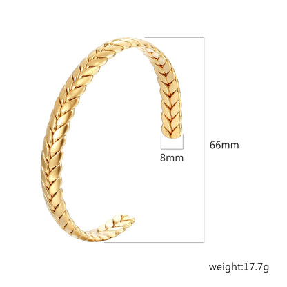Chic Women's Open-End Stainless Steel C-Shaped Cuff Bracelet