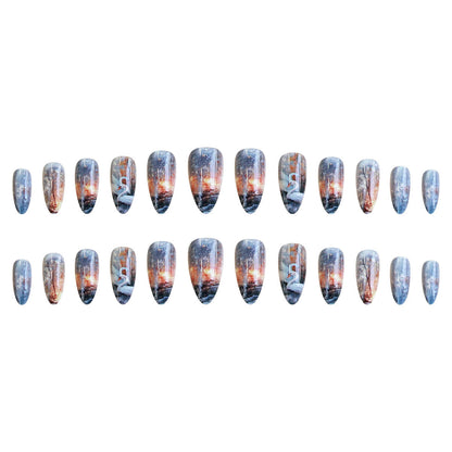 Swan Lake Dance Almond Press-On Fake Nails